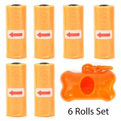 Disposable Pet Poop Bags Dog Poop Bag Bone Dispenser with Leash Clip Puppy Dog Products Supplies 5Roll(75Pcs) Bags
