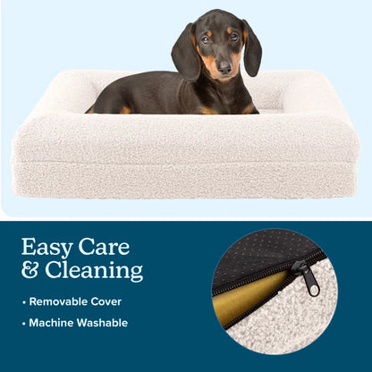 Orthopedic Dog Bed - Dog Bed with Supportive Bolster, Nonslip Bottom, and Removable Washable Cover - Memory Foam Puppy Bed - Dog Products