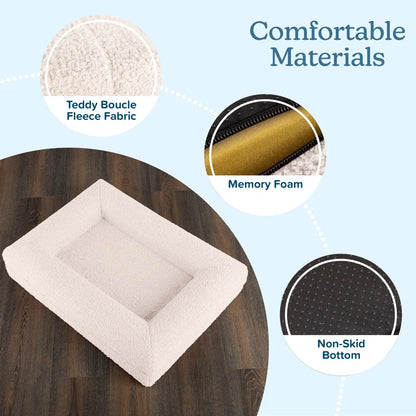 Orthopedic Dog Bed - Dog Bed with Supportive Bolster, Nonslip Bottom, and Removable Washable Cover - Memory Foam Puppy Bed - Dog Products