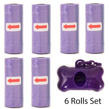 Disposable Pet Poop Bags Dog Poop Bag Bone Dispenser with Leash Clip Puppy Dog Products Supplies 5Roll(75Pcs) Bags