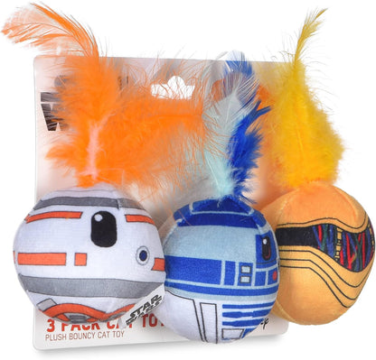 for Pets Cat Toys 3 Pack Feather Jingle Balls with Catnip: C3PO, BB8, R2-D2 | Fun Catnip Toys Jingle Ball Feather Toy for Cats | Cat Balls with Bells | Gifts Fans