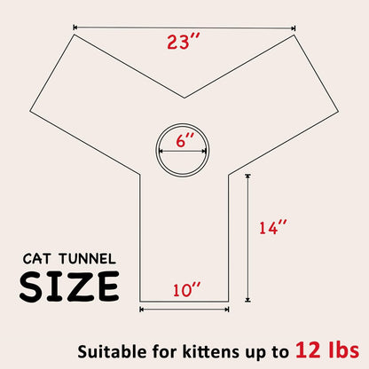 Pet Cat Tunnel Tube Cat Toys 3 Way Collapsible, Tunnels for Indoor Cats，Kitty Bored Peek Hole Toy Ball Cat, Puppy, Kitty, Kitten, Rabbit