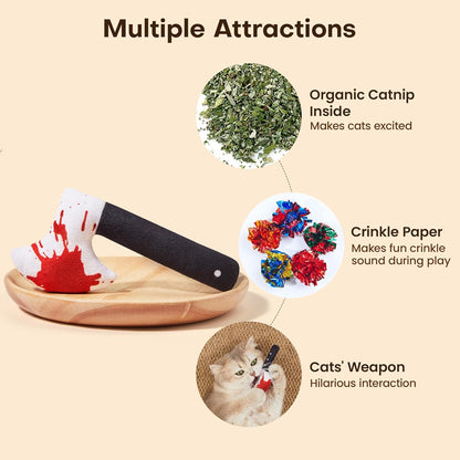 4Pcs Cat Toys, Horror Knife-Shaped Kitten Catnip Crinkly Sound Toys, Indoor Exercise for All Cat Breeds 6.5 Inches