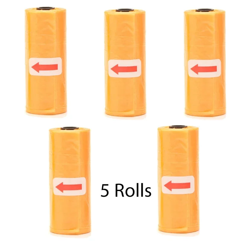 Disposable Pet Poop Bags Dog Poop Bag Bone Dispenser with Leash Clip Puppy Dog Products Supplies 5Roll(75Pcs) Bags