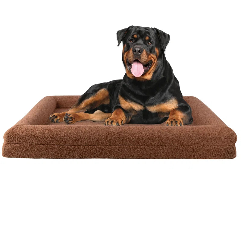 Orthopedic Dog Bed - Dog Bed with Supportive Bolster, Nonslip Bottom, and Removable Washable Cover - Memory Foam Puppy Bed - Dog Products