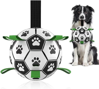 Premium Dog Toys Balls, Dog Soccer Ball with Straps, Dog Birthday Gifts, Herding Ball, Durable Balls for Small Medium Pet, Puppy Outdoor Toy, Pet Training Soccer Ball, World Cup Soccer (6 Inch)