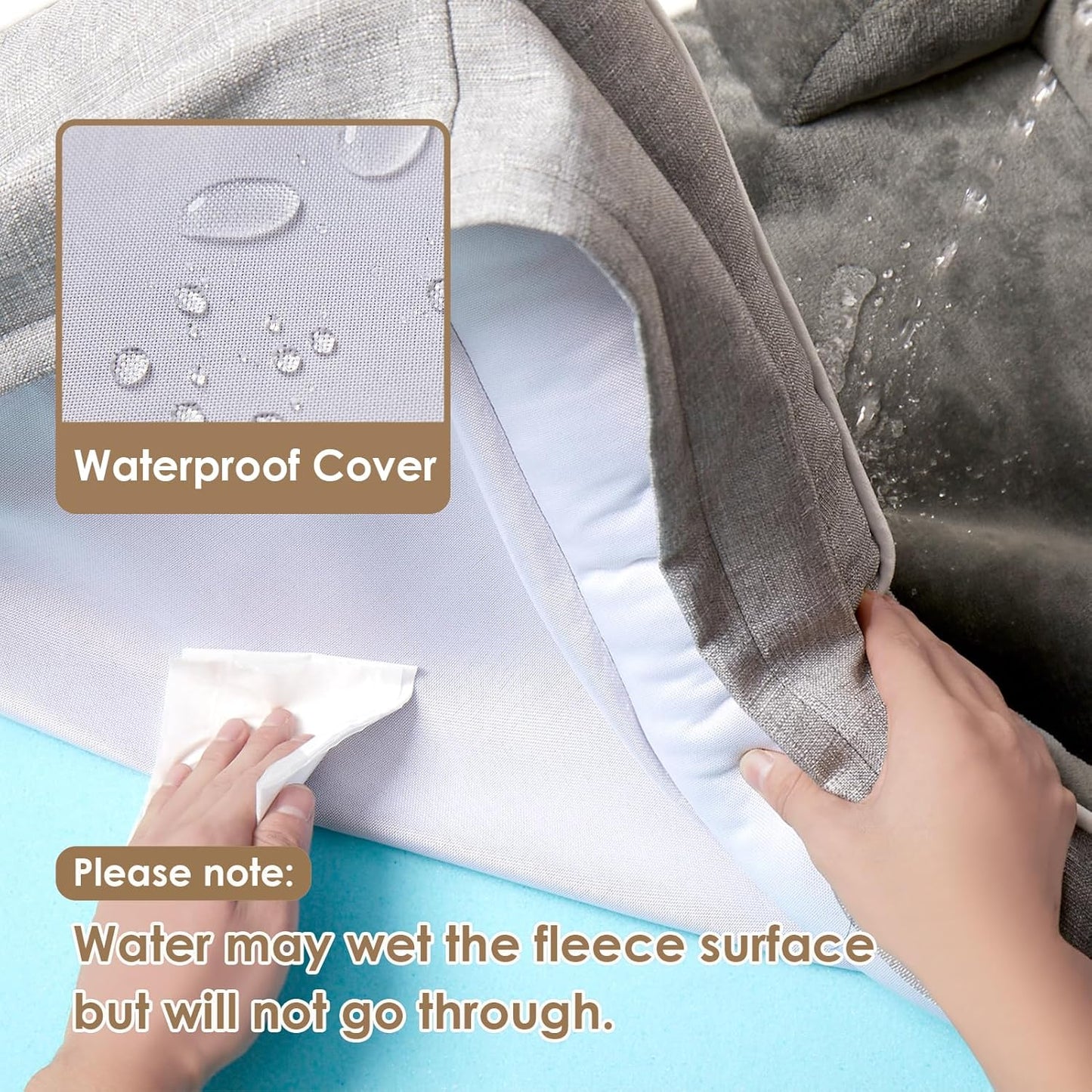 Orthopedic Dog Beds Large Sized Dog, Waterproof Memory Foam Pet Bed with Sides, Non-Slip Bottom Large Pet Bed with Washable Removable Cover, Grey