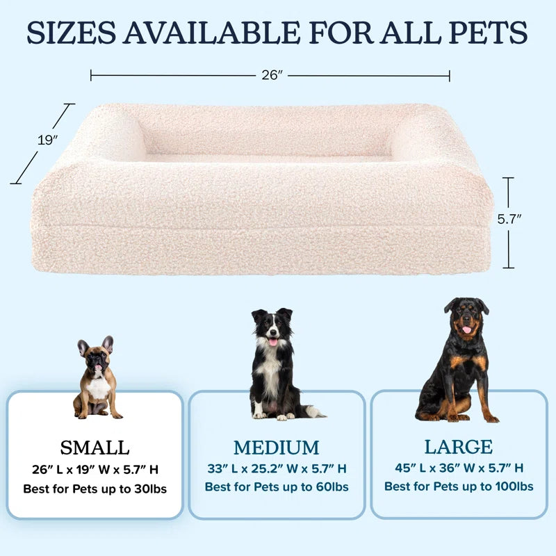 Orthopedic Dog Bed - Dog Bed with Supportive Bolster, Nonslip Bottom, and Removable Washable Cover - Memory Foam Puppy Bed - Dog Products