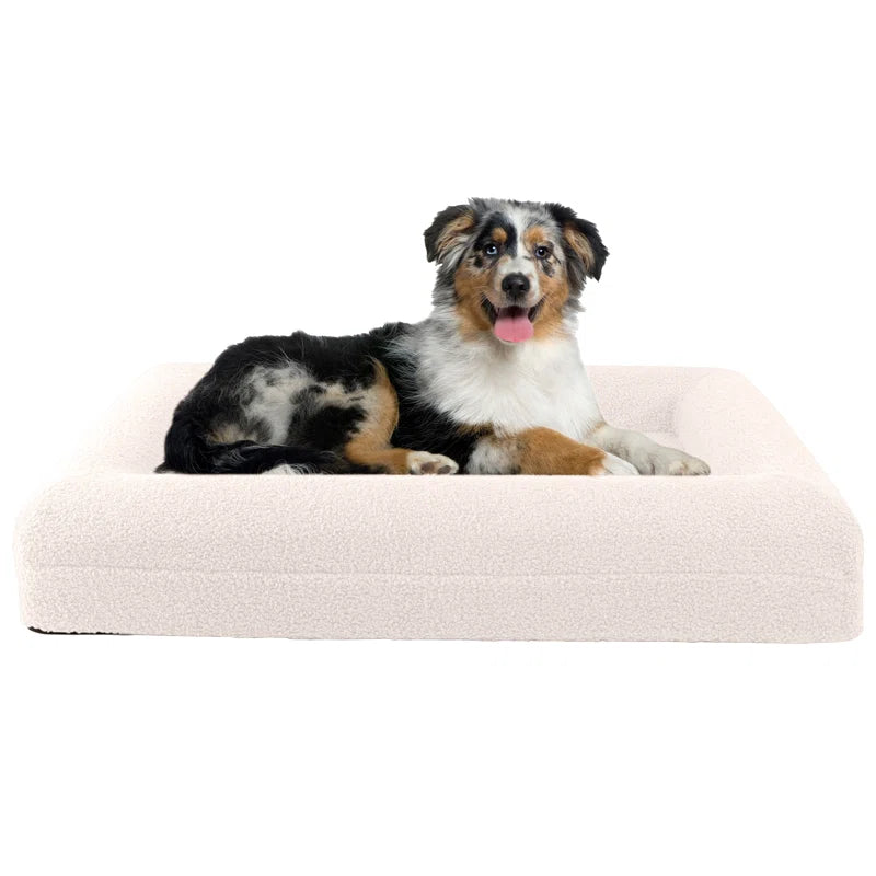 Orthopedic Dog Bed - Dog Bed with Supportive Bolster, Nonslip Bottom, and Removable Washable Cover - Memory Foam Puppy Bed - Dog Products