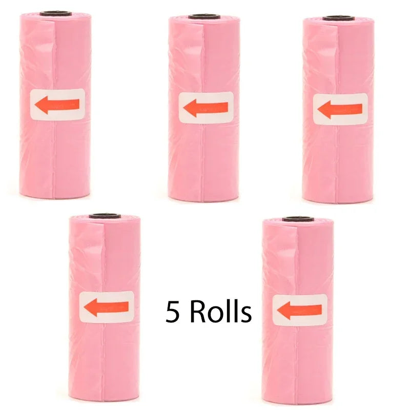 Disposable Pet Poop Bags Dog Poop Bag Bone Dispenser with Leash Clip Puppy Dog Products Supplies 5Roll(75Pcs) Bags