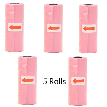 Disposable Pet Poop Bags Dog Poop Bag Bone Dispenser with Leash Clip Puppy Dog Products Supplies 5Roll(75Pcs) Bags