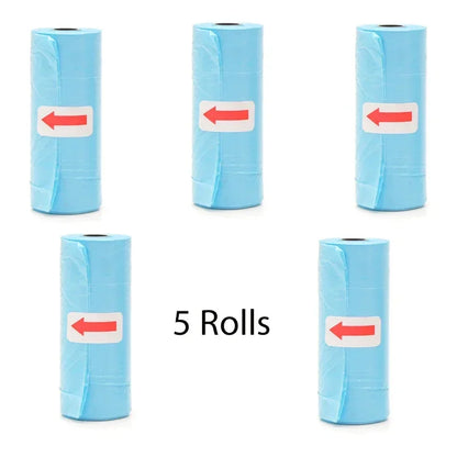 Disposable Pet Poop Bags Dog Poop Bag Bone Dispenser with Leash Clip Puppy Dog Products Supplies 5Roll(75Pcs) Bags