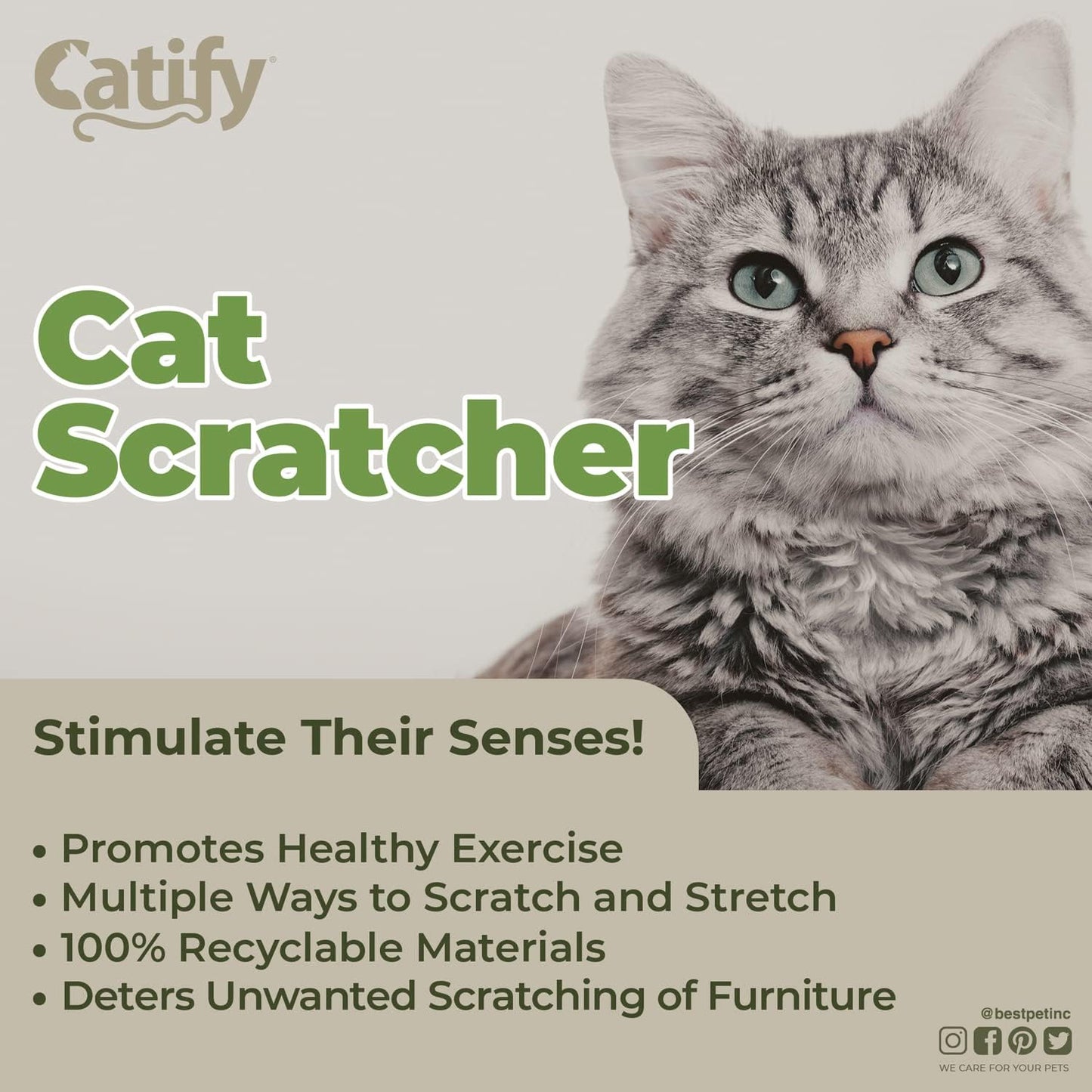 Corrugated Cardboard Cat Scratcher Refill Pads, Lounger, and Fun Interactive Scratching Boards, Claw Safe, Durable, Natural Recycled Materials, Supports Active Play - Cat-Shape