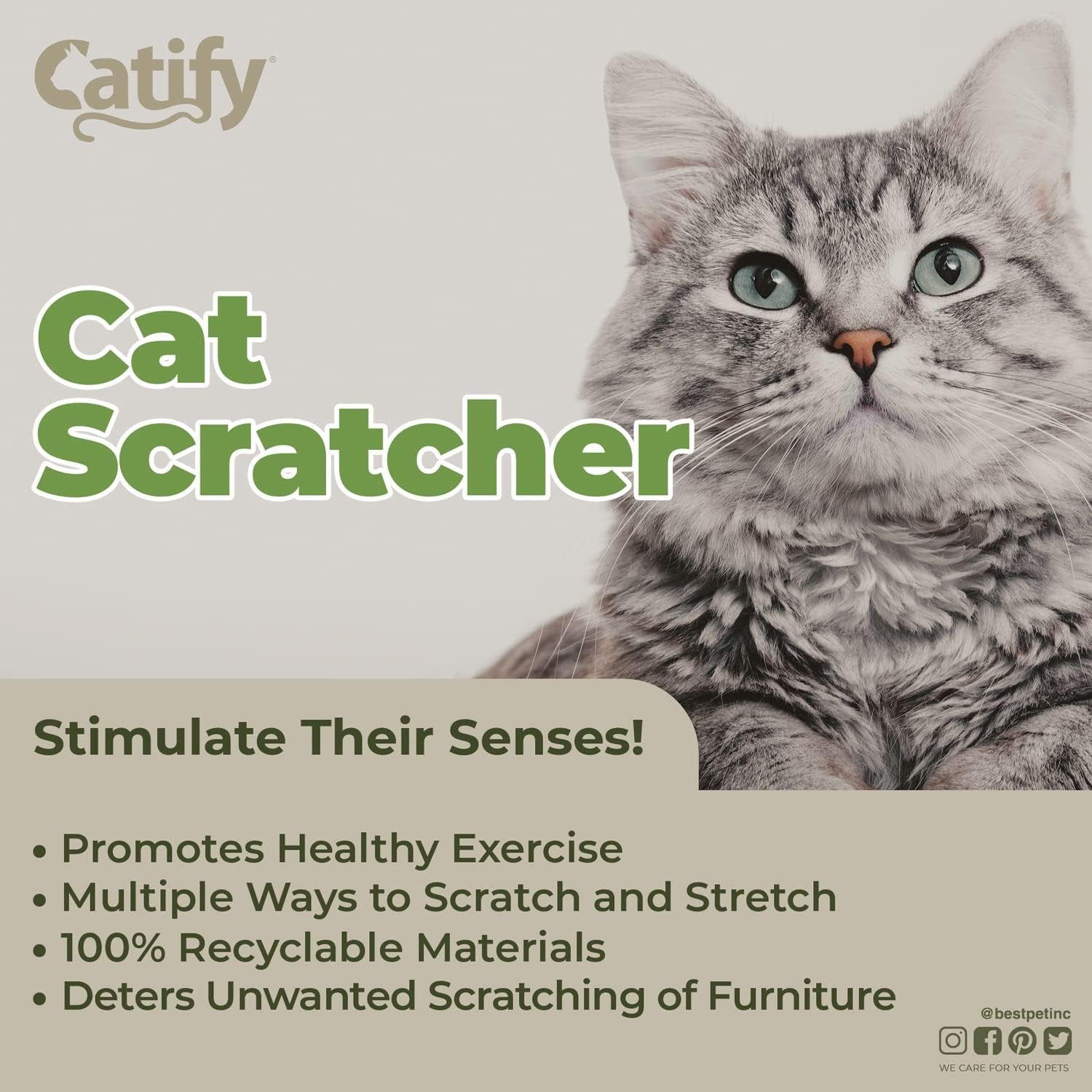 Corrugated Cardboard Cat Scratcher Refill Pads, Lounger, and Fun Interactive Scratching Boards, Claw Safe, Durable, Natural Recycled Materials, Supports Active Play - Cat-Shape