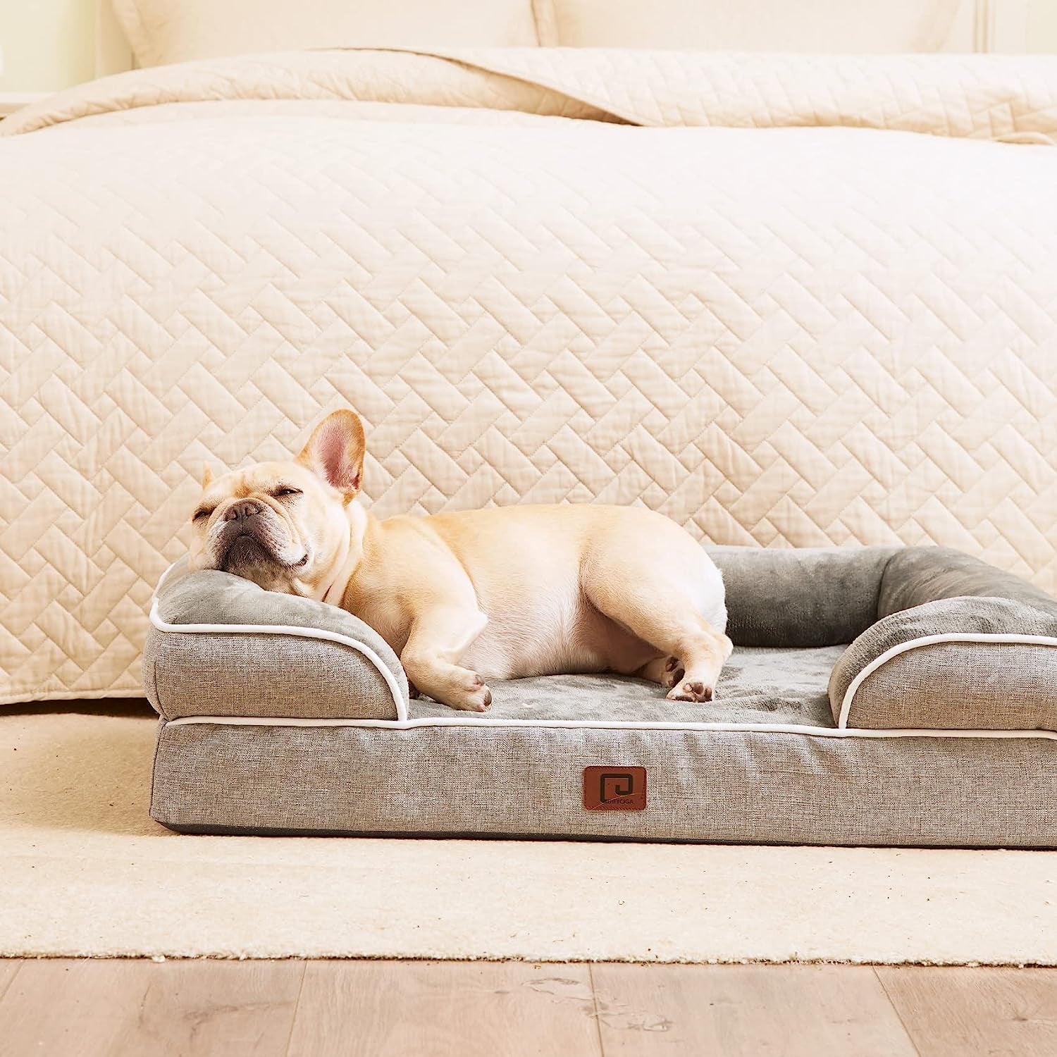 Orthopedic Dog Beds Large Sized Dog, Waterproof Memory Foam Pet Bed with Sides, Non-Slip Bottom Large Pet Bed with Washable Removable Cover, Grey